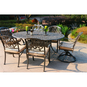 Oval 6 - Person 72" Long Aluminum Dining Set Sunbrella with Cushions B010S00088
