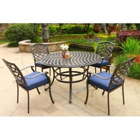 Round 4 - Person 49" Long Aluminum Dining Set with Cushions B010S00091