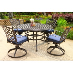 Round 4 - Person 49" Long Aluminum Dining Set with Cushions B010S00094