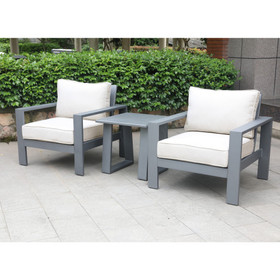 3 Piece Seating Group with Cushions, Powdered Pewter B010S00096