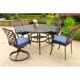 Round 4 - Person 49" Long Aluminum Dining Set with Cushions B010S00099