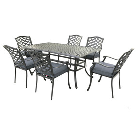 Rectangular 6 - Person 68" Long Aluminum Dining Set with Sunbrella Cushions B010S00100