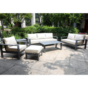 6 Piece Sofa Seating Group with Cushions, Powdered Pewter B010S00112