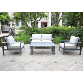 4 Piece Sofa Seating Group with Cushions, Powdered Pewter B010S00114