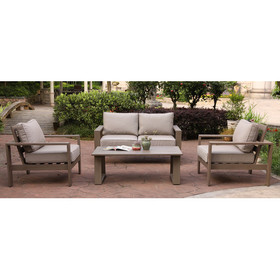 4 Piece Sofa Seating Group with Cushions, Wood Grained B010S00115