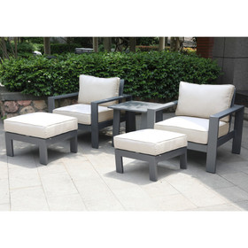 5 Piece Seating Group with Cushions, Powdered Pewter B010S00117