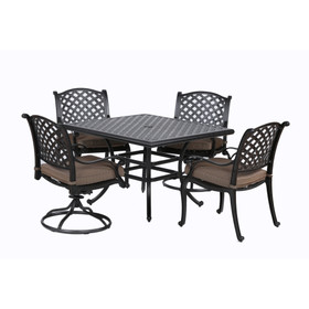 Square 4 - Person 44" Long Aluminum Dining Set with Cushions B010S00137
