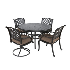 Round 4 - Person 52" Long Dining Set with Cushions B010S00149