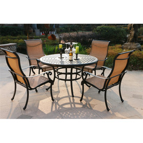 Round 4 - Person 51.9" Long Aluminum Dining Set B010S00166