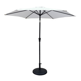 8.8 Feet Outdoor Aluminum Patio Umbrella, Patio Umbrella, Market Umbrella with 42 Pounds Round Resin Umbrella Base, Push Button Tilt and Crank Lift, Creme B010S00224