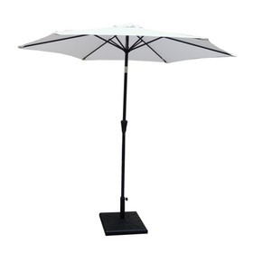 8.8 Feet Outdoor Aluminum Patio Umbrella, Patio Umbrella, Market Umbrella with 42 Pound Square Resin Umbrella Base, Push Button Tilt and Crank Lift, Creme B010S00231