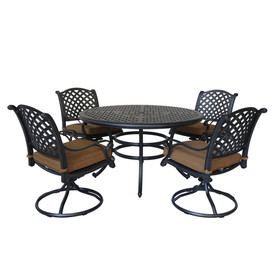 Round 4 - Person 52" Long Dining Set with Cushions, Brown B010S00275