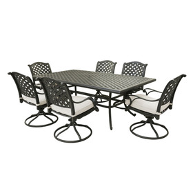 Rectangular 6 - Person 85.83" Long Dining Set with Cushions, Canvas Natural B010S00284
