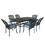 Aluminum 7-Piece Rectangular Dining Set with 6 Arm Chairs, Light Blue B010S00301