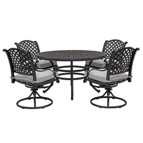 Stylish Outdoor 5-Piece Aluminum Dining Set with Cushion, Sandstorm B010S00442
