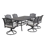 Stylish Outdoor 7-Piece Aluminum Dining Set with Cushion, Sandstorm B010S00444