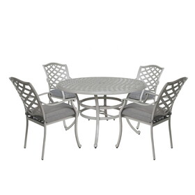 Stylish Outdoor Aluminum 5-Piece Round Dining Set, Basalt B010S00445