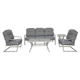 Durable Outdoor 5-Piece Aluminum Deep Seating Set, Basalt B010S00449