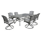 Outdoor 7-Piece Aluminum Dining Set with Cushion, Golden Gauze B010S00455