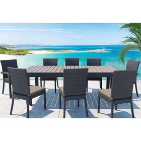 Balcones 9-Piece Outdoor Dining Table Set with 8-Dining Chairs, Brown/Chocolate B010S00457