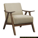 Home Furniture Light Brown Fabric Upholstered 1pc Accent Chair Walnut Finish Wood Cushion Back and Seat Furniture