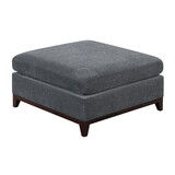 Modular Living Room Furniture Ottoman ash Chenille Fabric 1pc Cushion Ottoman Couch Exposed Wooden base