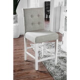 Set of 2pc Counter Height Dining Chairs Antique White Solid wood Dining Room Furniture Tufted Back Padded Upholstered Seat.