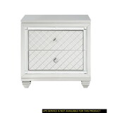 Classic Style Silver Finish Nightstand 1pc Diamond Pattern Drawers Fronts Glamorous Design Bedroom Furniture B011111262