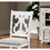 Lavish Design Distressed White 2pcs Dining Chairs Only, Gray Padded Fabric Seat Dining Room Kitchen Furniture Solid wood decorative Back B011111836