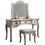 Contemporary Antique White Color Vanity Set w Stool Retro Style Drawers cabriole-tapered legs Mirror w floral crown molding Bedroom Furniture B011113318