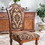 Traditional Fancy Set of 2pcs Side Chairs Brown Cherry Solid wood Intricate Carved Details Floral Design Print Fabric Seats Formal Dining Room Furniture B011113348