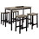 5 pc Counter Height Table Set Two Tone Design Black Gray Dining Chairs Sturdy Metal Construction PVC Plastic Top Dining Room Furniture B011115505