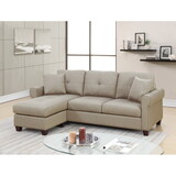 Beige Color Glossy Polyfiber Tufted Cushion Couch Sectional Sofa Chaise Living Room Furniture Reversible Sectionals Chaise