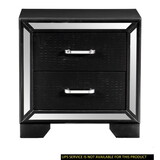 Beautiful Bedroom Furniture 1pc Nightstand with 2x Drawers Textural Panels Chrome Finish Handles Glamorous Style Wooden Furniture B011119351