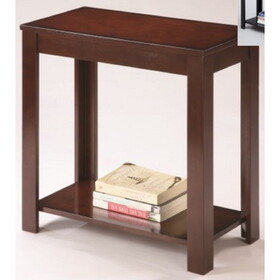 Contemporary Chairside Table with Open Bottom Shelf 1pc Side Table Brown Finish Flat Table Top Solid Wood Wooden B011119813