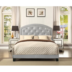 Full Upholstered Platform Bed with Adjustable Headboard 1pc Full Size Bed Silver Fabric B011120402