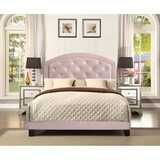 Full Upholstered Platform Bed with Adjustable Headboard 1pc Full Size Bed Pink Fabric B011120845