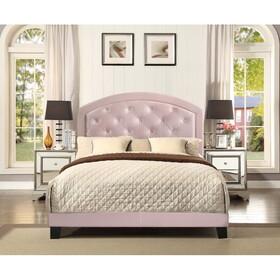 Full Upholstered Platform Bed with Adjustable Headboard 1pc Full Size Bed Pink Fabric B011120845