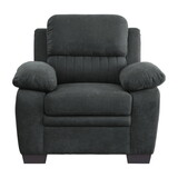 Plush Seating Chair 1pc Dark Gray Textured Fabric Channel Tufting Solid Wood Frame Modern Living Room Furniture