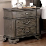 Gray Color Nightstand Bedroom 1pc Nightstand Solid wood Satin Knickel Knobs and Pulls