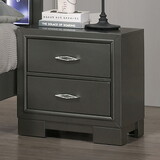 Metallic Gray Color Nightstand Bedroom 1pc Nightstand Solid wood Acrylic Hardware 2-Drawers bedside Table B011126171