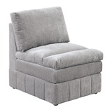 1pc Armless Chair Modular Plush Chair Sectional Sofa Living Room Furniture Granite Morgan Fabric- Suede
