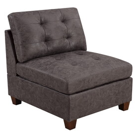 Living Room Furniture Tufted Armless Chair Dark Brown Breathable Leatherette 1pc Cushion Armless Chair Sofa Wooden Legs