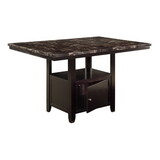 Dining Room 1pc Counter Height Table w Shelve Storage Base Faux Marble Top Birch wood MDF Dining Table