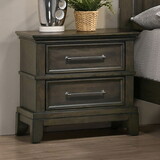 Contemporary 1pc Nightstand Gray Color Solid Wood Veneer Pewter Bar Pulls Crown Molding Details Bedroom Furniture B011131274