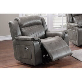 Contemporary Power Motion Glider Recliner Chair 1pc Living Room Furniture Slate Blue Breathable Leatherette