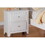 B011133627 White+Solid Wood+2 Drawers+Bedroom+Bedside Cabinet