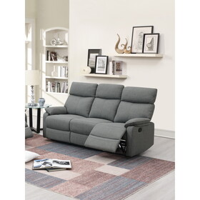 Gray Color Burlap Fabric Recliner Motion Sofa 1pc Couch Manual Motion Sofa Living Room Furniture