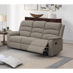 Light Brown Color Burlap Fabric Recliner Motion Sofa 1pc Plush Couch Manual Motion Sofa Living Room Furniture