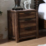 1pc Nightstand Only Transitional Rustic Natural Tone Solid wood Felt Lined Drawers Metal Handles Black Bar Pull Bedroom Furniture